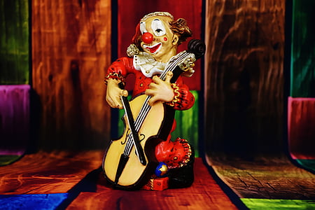clown, figure, funny, music, play, cheerful, musical clown