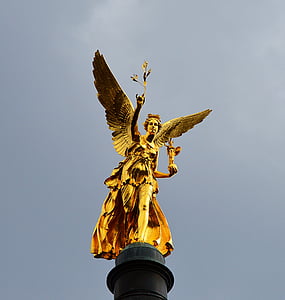 ängel av fred, förgyllda, München, pelaren, staty