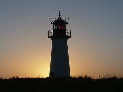 sylt, lighthouse, sunset, landscape, abendstimmung, coast, sunlight
