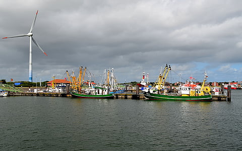 Port, industriehafen, pelabuhan perikanan, Borkum