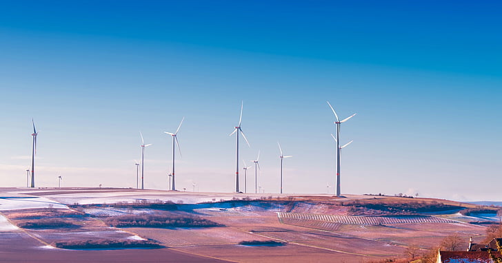 Njemačka, turbine na vjetar, energije, nebo, oblaci, moć, zelena
