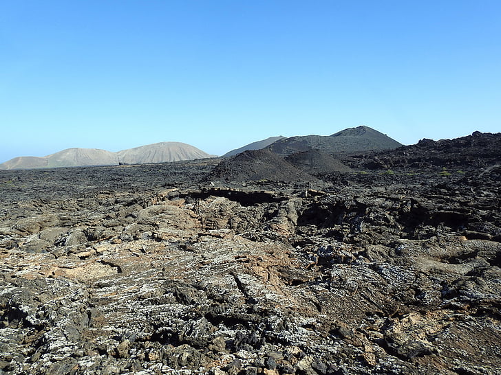 polja lave, Vulkanski krajolik, Timanfaya, Lanzarote, Vulkanski, Kanarski otoci, krajolik