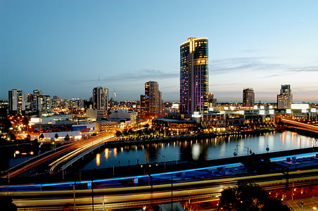 Melbourne, stadsbild, Skyline, Australien, södra, syn, byggnader