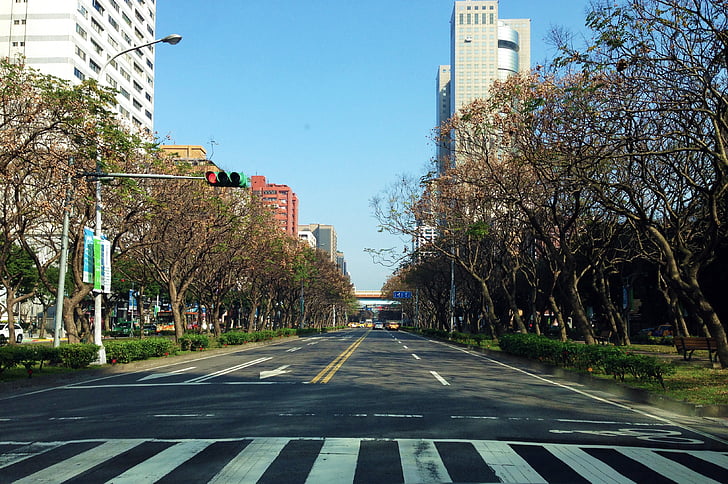 Taiwan, Taipei, Gatuvy, utsikt över staden