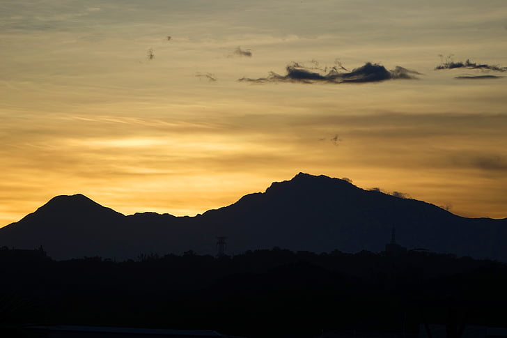 der Sonne entgegen, in den frühen Morgenstunden, Berg, Kaohsiung, Silhouette, Sonnenuntergang, Natur