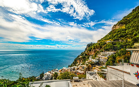 Amalfi, Sahil, Sorrento, Positano, İtalya, Deniz, Akdeniz