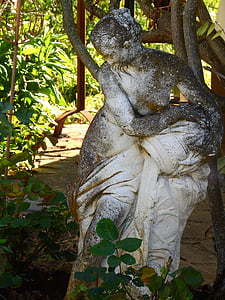 estàtua, Art, escultura, figura, dona, figura de pedra, decoració jardí