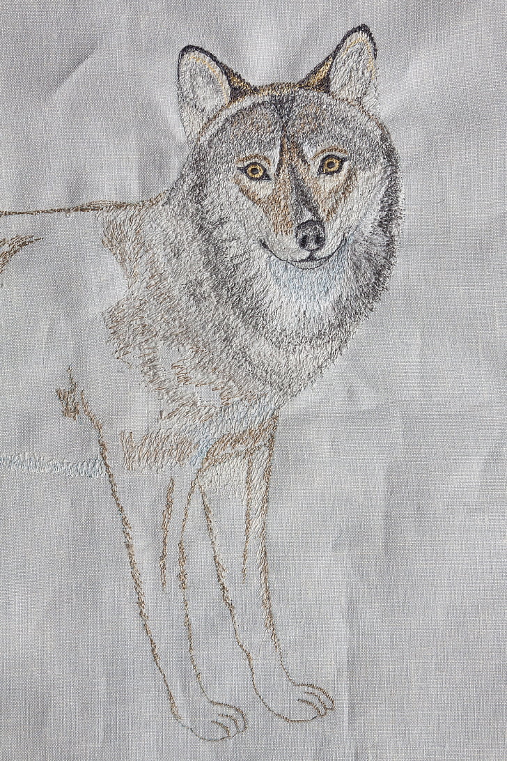 borduurwerk, Wolf, sprookjes, ontwerp, naaimachine
