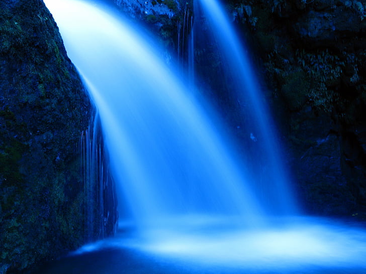 вода, водопад, река, природата, синьо, поток