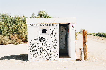 wit, toilettas, verlof, Bagage, tekst, graffiti, geen Bagage