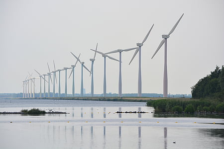 Windmühlen, Meer, Natur, Windenergie, Blick, Niederlande, Zeewolde