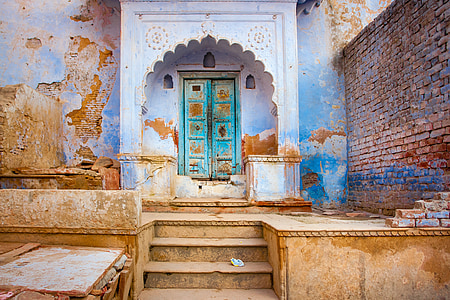 Ázsia, utazás, India, építészet, ház, Front, ajtó