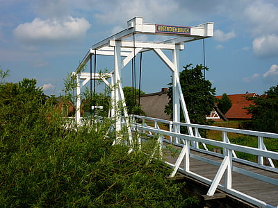 bridge, old country, mood, nature, germany, river, wooden bridge