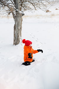 Χειμώνας, τα παιδιά, το παιδί, Παίξτε, χιόνι, Ευτυχισμένο, διασκέδαση