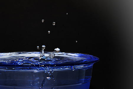 agua, por goteo, azul, hochspringender alta caída, de la gota, salpicaduras, Close-up
