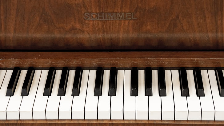klaver, tastatur, nøgler, musik, instrument, sort, hvid
