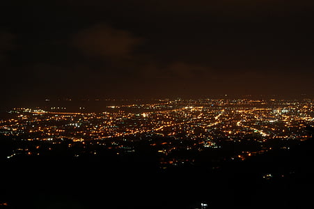 city lights, view on top, night scene, night