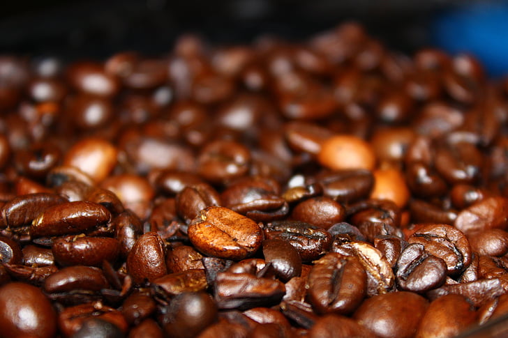 pavut, Kofeiini, kahvi, Kahvipavut, syvyys kenttä, makro, paahdettuja kahvipapuja