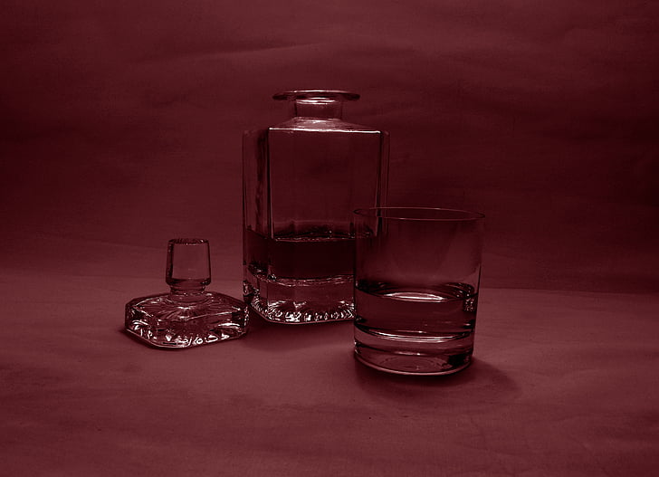 caraffa, vetro, Brandy, alcol, bar, whisky, whisky