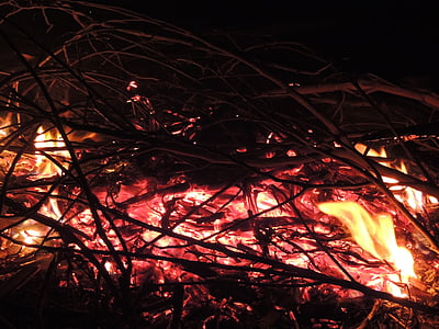 fire, night, flame, camp fire, bonfire, campfire, fireplace