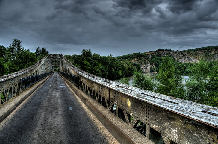 мост, облаците, HDR, път, буря, улица, железопътна линия