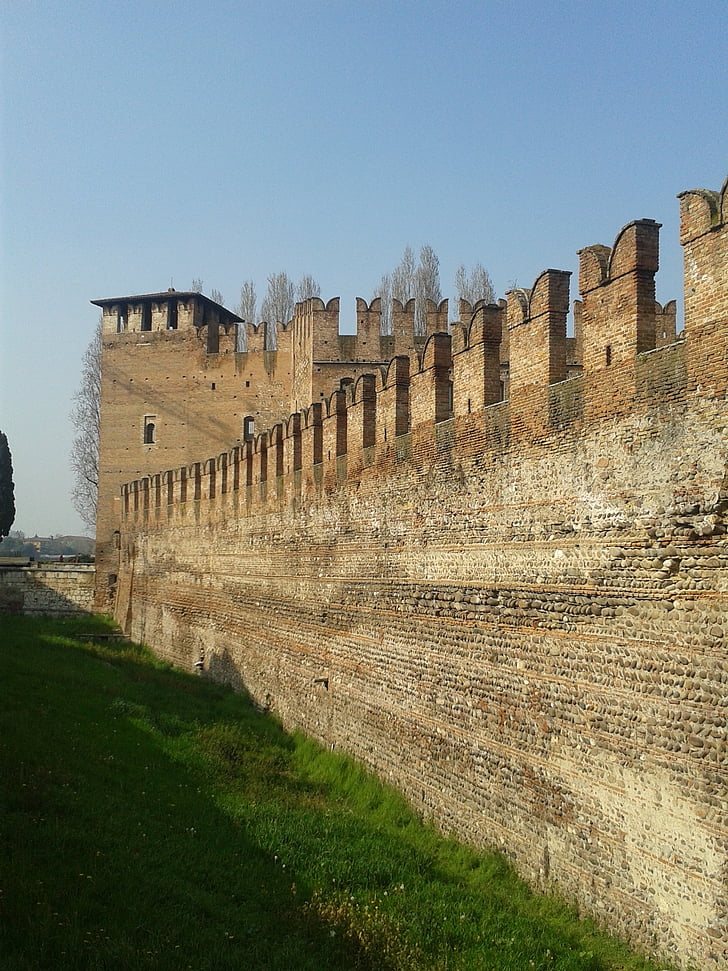 Castelvecchio, dinding, burung hitam, Verona