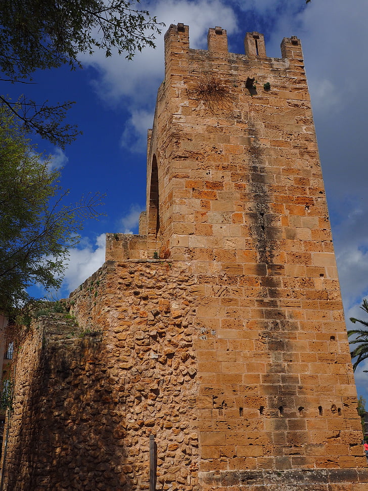 městská brána, Porta del moll, Porta de xara, Alcudia, Mallorca, věž, obranná věž