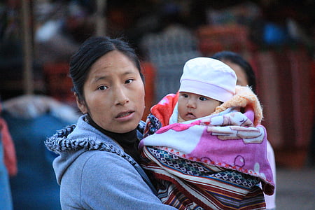 Peru, moteris, kūdikis, Peru, Andai, Kuskas