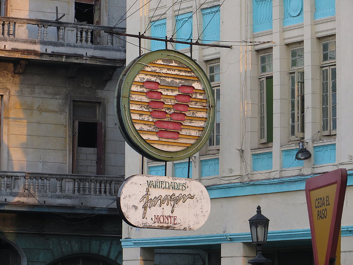 Hotel, Havana, Cuba, sinal, retrô, tipografia, vintage