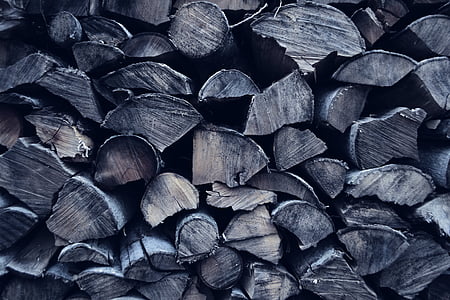 pile, gray, firewood, fire, pattern, wood, stacked