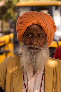 Ινδοί, πορτρέτο, ο άνθρωπος, ανθρώπινη, τουρμπάνι, πρόσωπο, πίστη