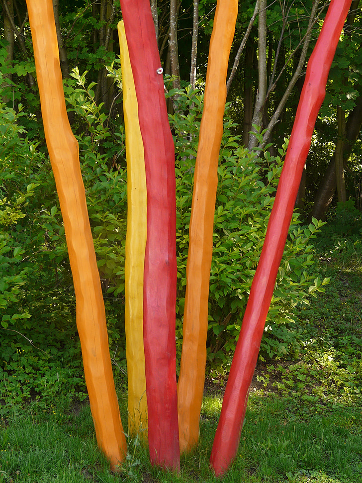 colored bars, rods, colorful, yellow, red, orange, wood