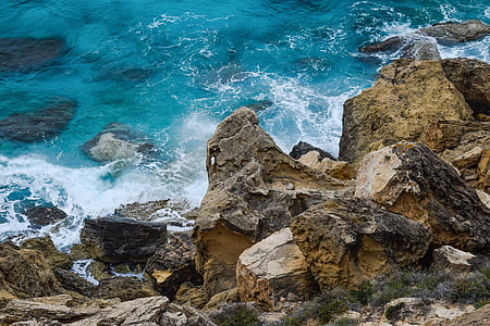 rocky coast, cliff, rocks, erosion, waves, sea, nature