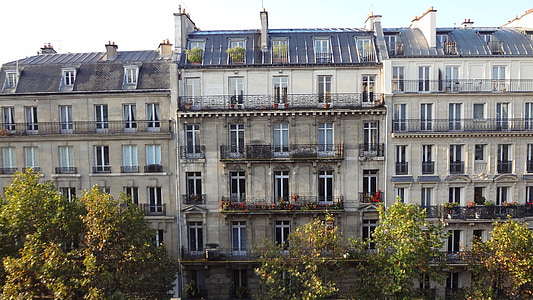 facade, windows, building, paris, architecture, house, urban Scene