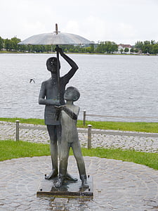schwerin, mecklenburg western pomerania, state capital, park, monument, statue, sculpture