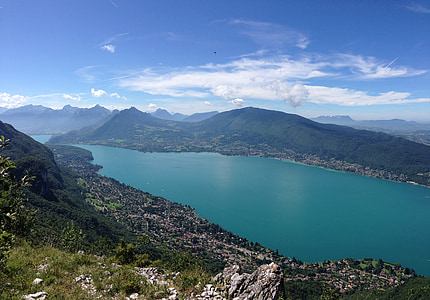 Annecy, tó, hegyi, Annecy-tó, víz szélén, szépség, nyugodt