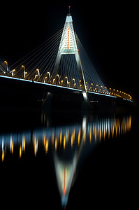 ponte, Danúbio, imagens da noite, pulmões de animais
