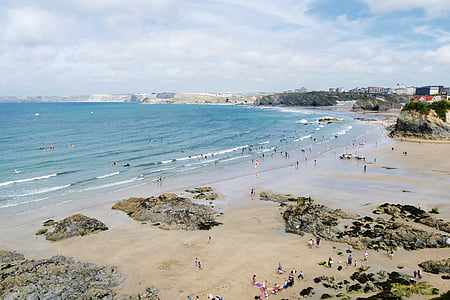 Newquay, Cornwall, Inglaterra, mar, Playa, agua, británico