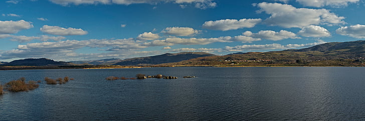 embalse de サラス, スペイン, 風景, 雲, 水, 湖, 自然