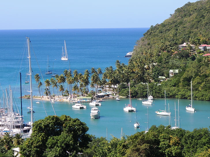 Αγία Λουκία, το νησί της Καραϊβικής, Αγία Λουκία, στη θάλασσα, μπλε, νερό
