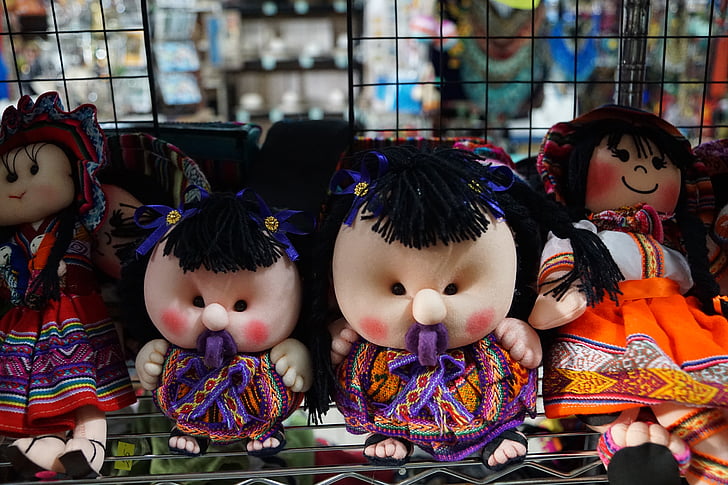 bábiky, Kolumbia, so suvenírmi, farebné, tvár