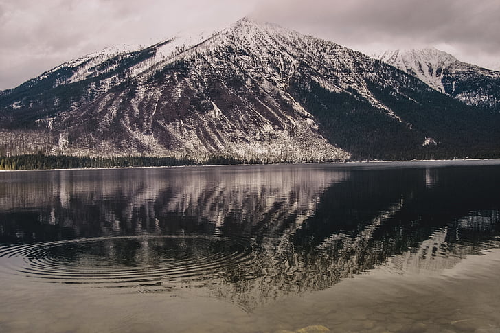 külm, Lake, mägi, Peak, tiik, peegeldus, ripples