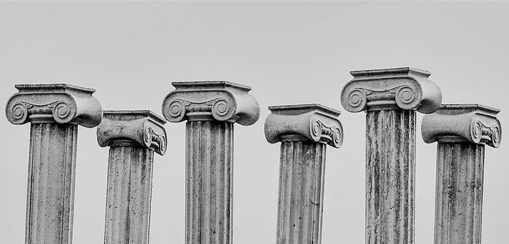 capitales de pilier, Grec, architecture, colonne, ionique, élégance, classique