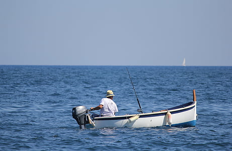 Visser, båd, havet, Sicilien