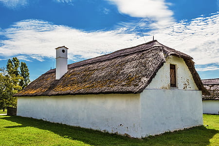 casa velha, casa, edifício, velho, Pise, clayhouse, telhado de palha