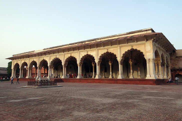 Diwan-i-am, Agran linnoitus, Hall yleisö, Unescon sivusto, arkkitehtuuri, Agra, Mughal