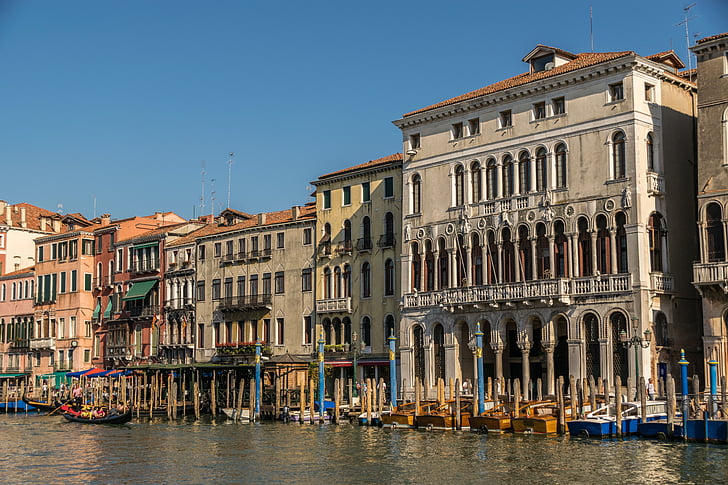 venice, canal grande, channel, venezia, italy, waterways, building