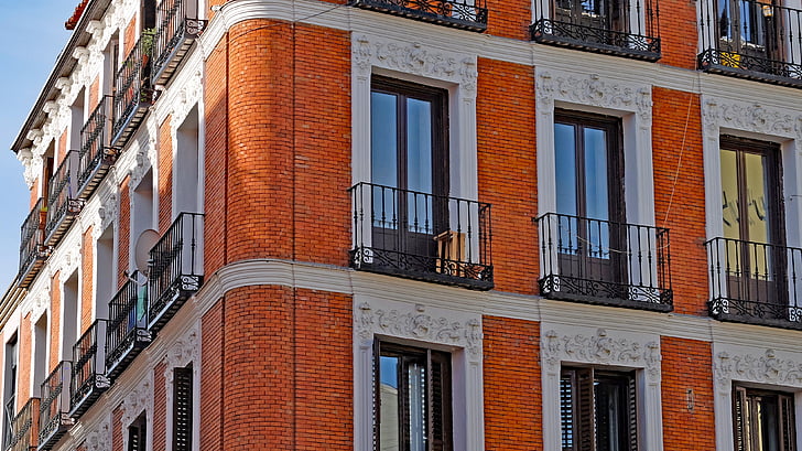 Madrid, budova, město, Evropa