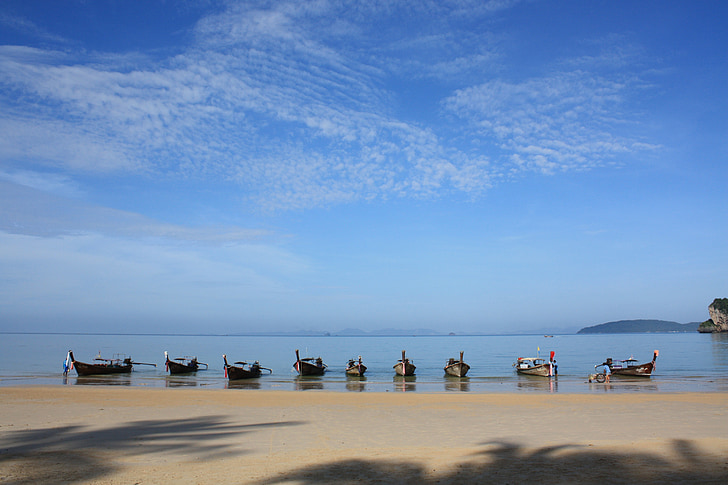 Thaiföld, Beach, csónak, tenger, utazás, sziget, víz