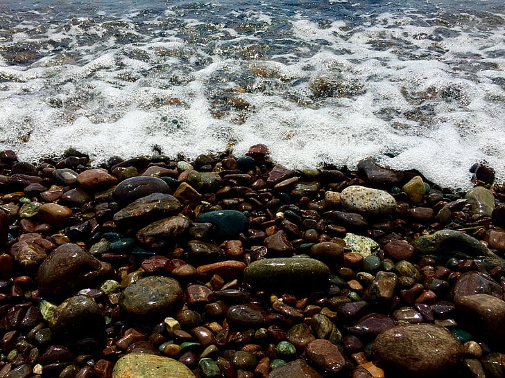 pedras, água, Maine, praia, mar, natureza, Rock - objeto